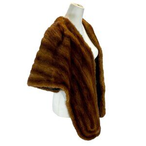 Vintage Genuine Fur Shawl, Cape, Stole, Chocolate Brown, Lined, Evening Wrap